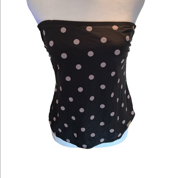 DKNY Swim Bathing Suit Top only Black with Gray Polka dots Loose Fit Small - Picture 2 of 15